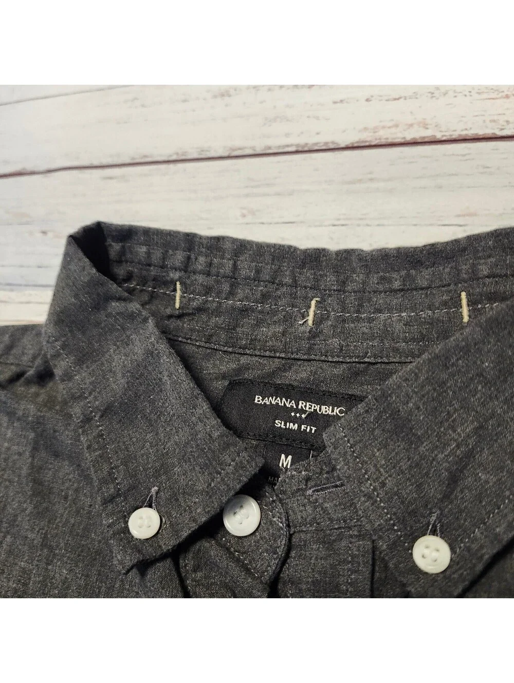 Banana Republic Slim Fit Men's Short Sleeve Button-Down Shirt Medium